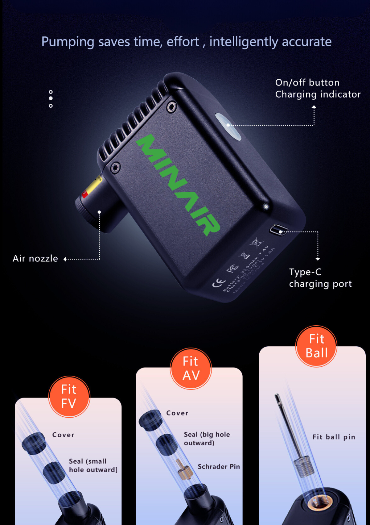 MinAir™ Rechargeable Mini Bicycle Pump